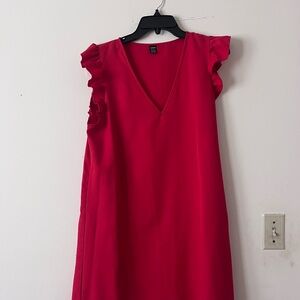 Red Ruffle Sleeve Dress